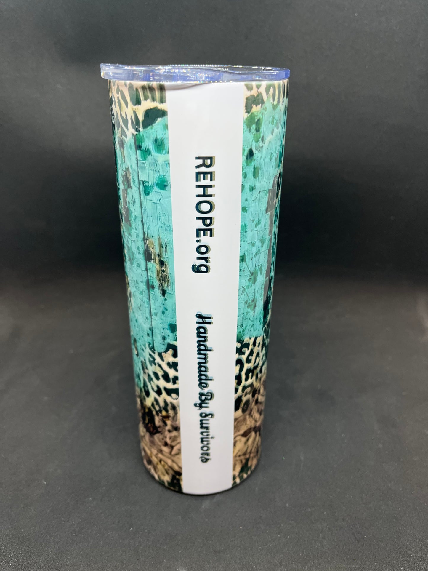 Teal Cross sublimated tumbler