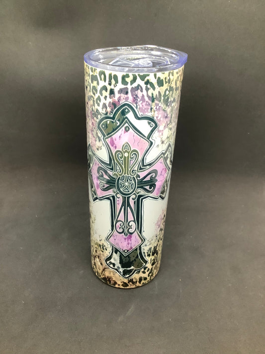 Purple Cross sublimated tumbler